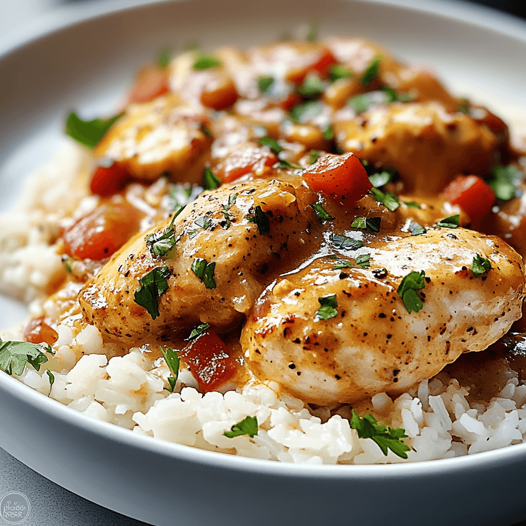 Smothered Chicken and Rice Dish