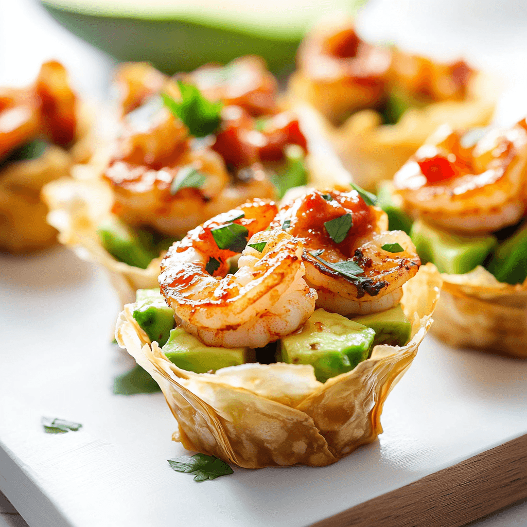 Spicy Shrimp & Avocado Phyllo Cups